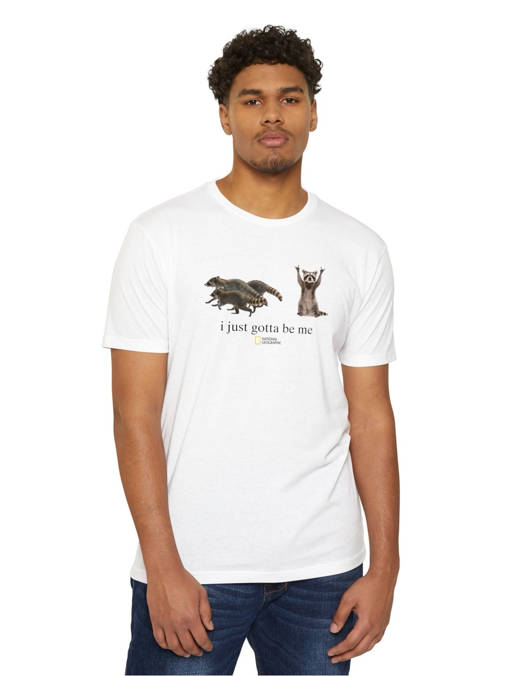 Gildan White Short Sleeve Tee with Raccoon Graphic